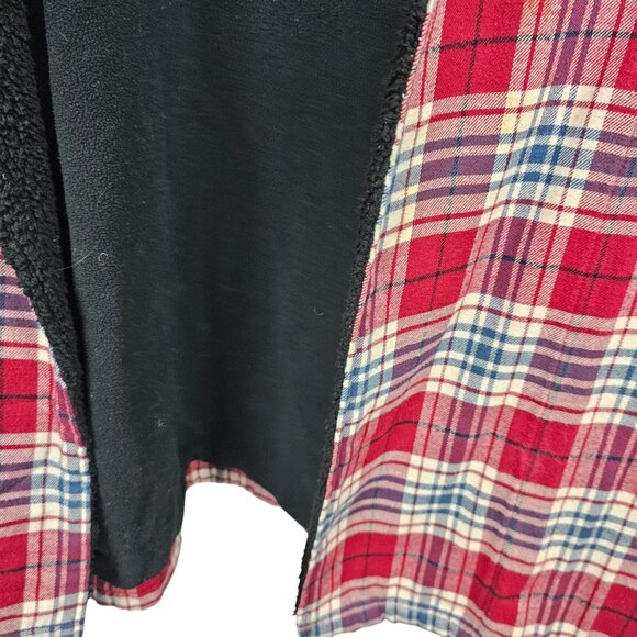 Womens Winter Warm Classic Long Red Gray Blue Plaid Fleece Flannel Ugg Robe M/L - Picture 7 of 11